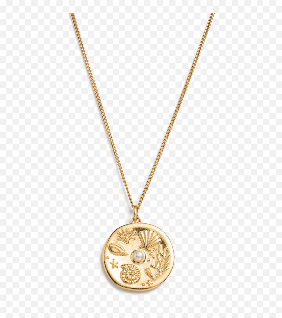 By The Sea Coin Necklace 18k - Goldvermeil Colgante Corazón Oro Circonita Png,Gold Necklace Png