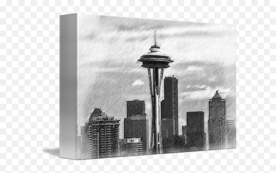 Seattle Skyline Sketched By Kirt Tisdale - Commercial Png,Space Needle Icon