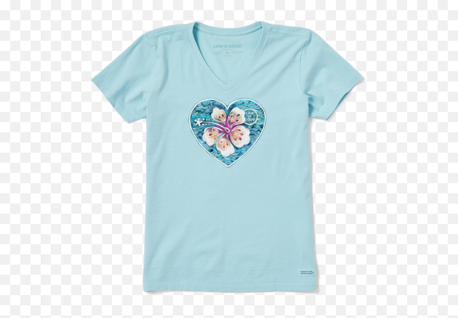 Womenu0027s Hibiscus Heart Crusher Vee Life Is Good Official Site - Womens Life Is Good Shirts Png,Icon Hella Pants