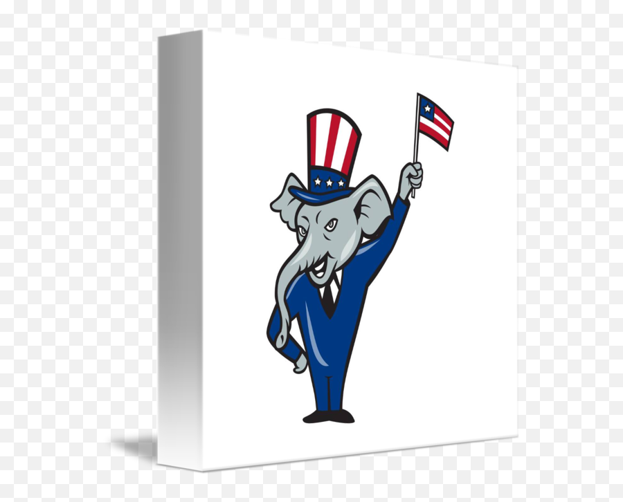 Republican Mascot Elephant Waving Us Flag Cartoon By Aloysius Patrimonio - Republican Party Png,Us Flag Transparent Background