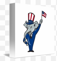 Republican Mascot Elephant Waving Us Flag Cartoon By Aloysius Patrimonio - Party png