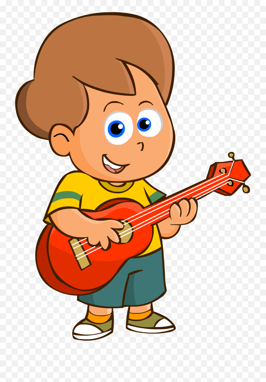 Guitar Png Clipart - Kids Playing Ukulele Cartoon,Cartoon Guitar Png