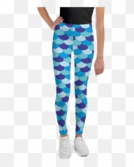 Blue Aqua Mermaid Scales Youth Leggings - Rainbow Camo Legging Png,Mermaid Scales Png
