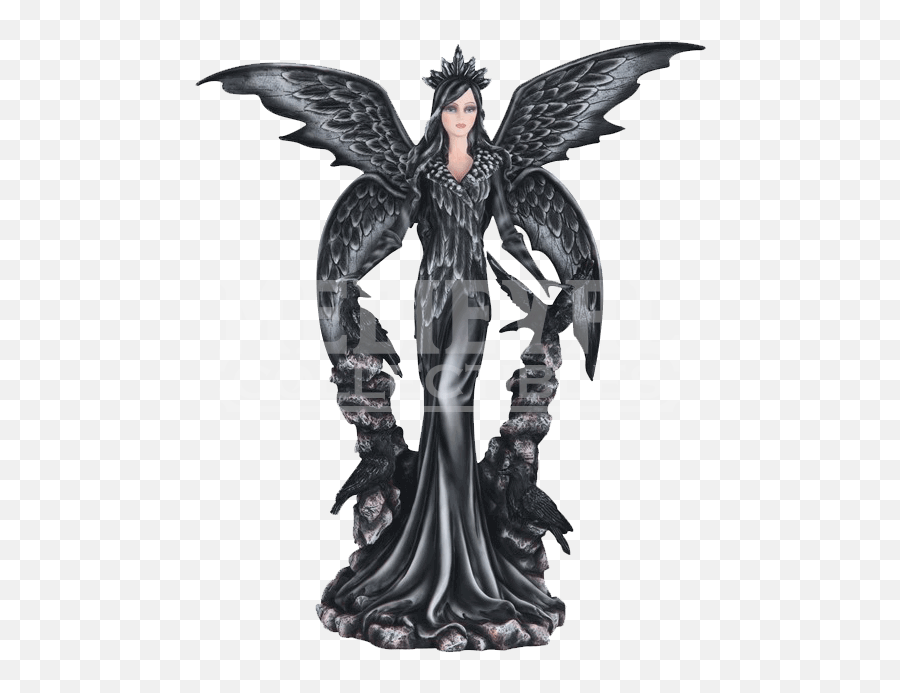 Download Elegant Dark Angel With Ravens Statue - Png Black Dark Angel Fairy,Angel Statue Png
