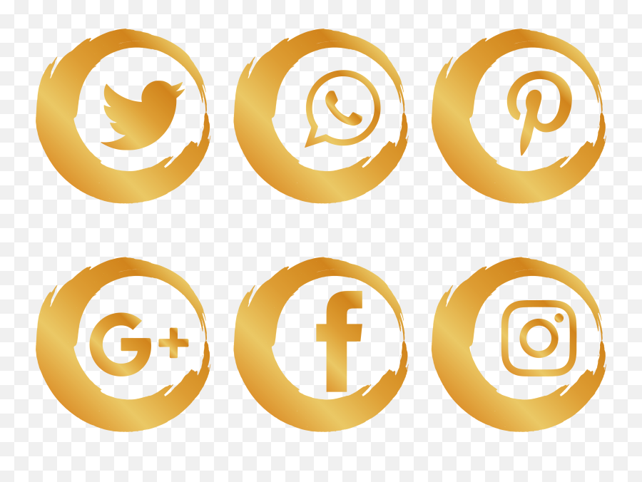 Gold Icons Media Brush Social Icon - Social Media Icon Png,Gold Icon Png