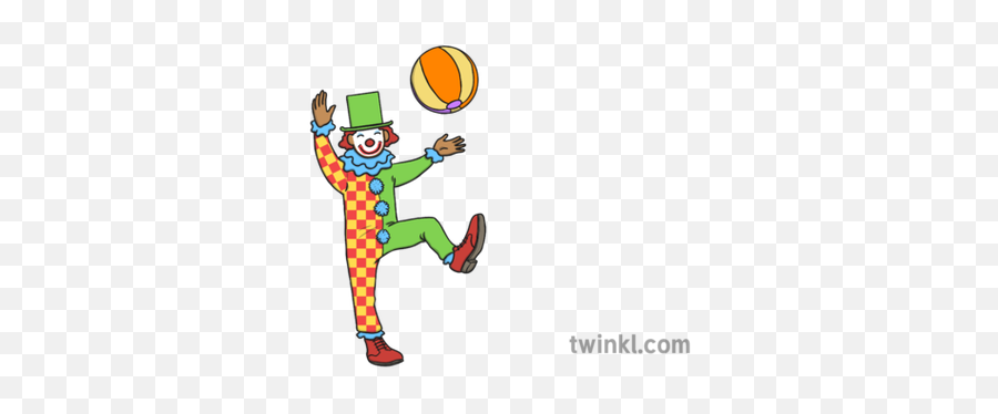 Clown Catching Beach Ball Illustration - Twinkl Cartoon Png,Beach Ball Png