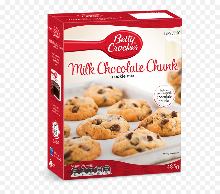Milk Chocolate Chunk Cookies Baking Products Betty - Strawberries And Cream Cake Mix Png,Chocolate Chip Cookie Png