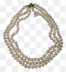 String Of Pearls Png - Vintage Triple Strand Cultured Cockade Of Waldeck