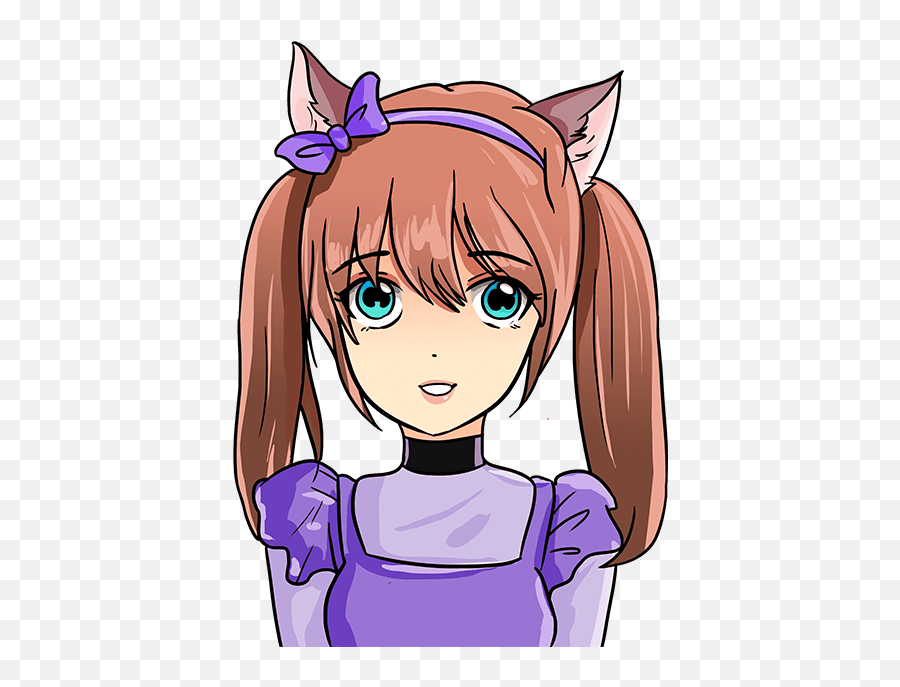 How To Draw An Anime Cat Girl - Anime Catgirl Easy Drawing Png,Neko Girl Icon
