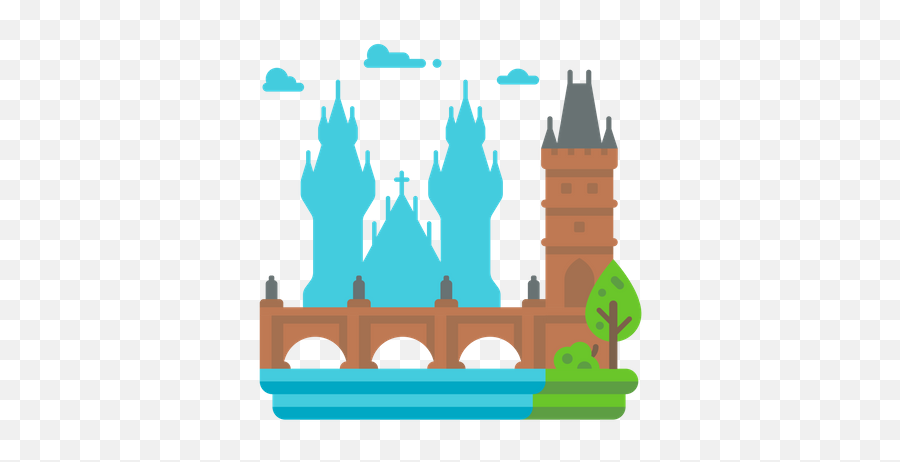 Best Premium Prague Bridge Illustration Download In Png - Buddha Flat Illustration,Castle Icon Vector