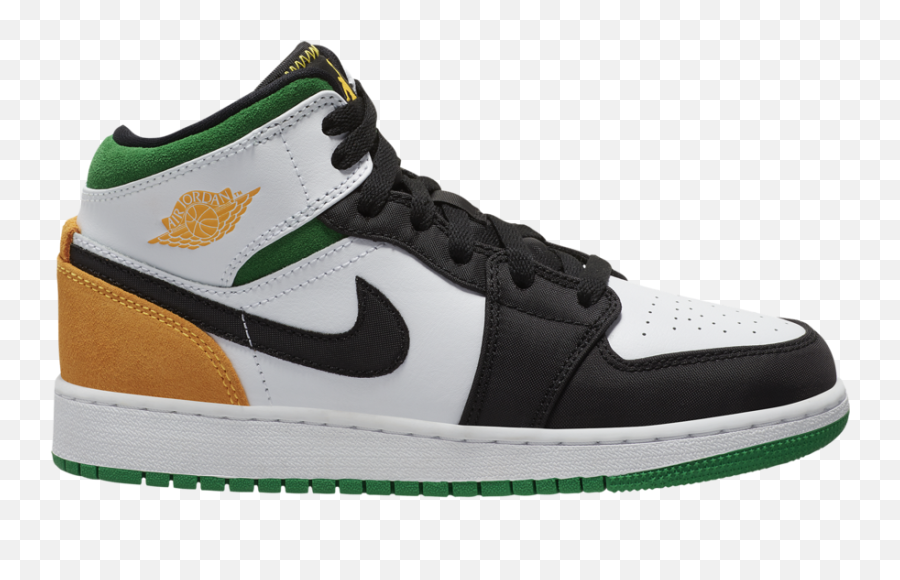 Air Jordan 1 Mid Gs Laser Orange Lucky Green Bq6931 - 101 Retro Jordan 1 Blue Png,Jordans Png