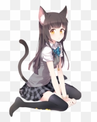 Download Beautiful Anime Girl Transparent Background Image - Anime Girl Sitting Png