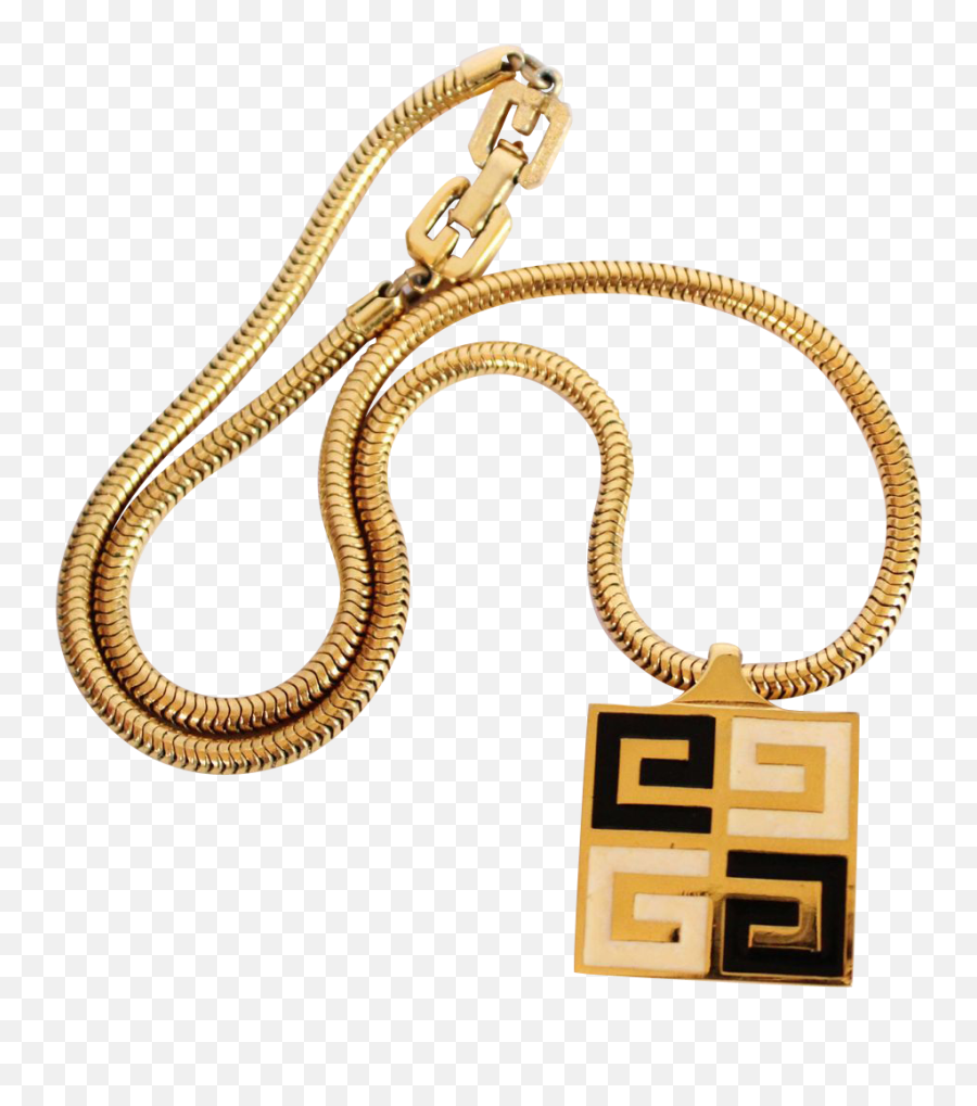 Vintage Givenchy Enamel Logo Square Pendant Necklace Ca - Necklace Png,Givenchy Logo Png