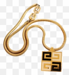 Vintage Givenchy Enamel Logo Square Pendant Necklace Ca - png