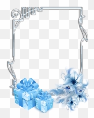 Large Transparent Christmas Silver Photo Frame With - Blue Border png