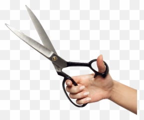 Hand Holding Huge Scissors Transparent - In Png