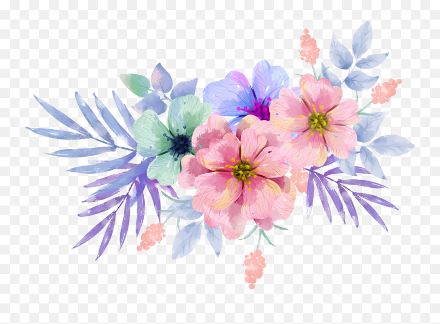 Download Purple Pink Watercolor Flower Png Transparent - Imagenes De Flores Png,Watercolor Floral Png