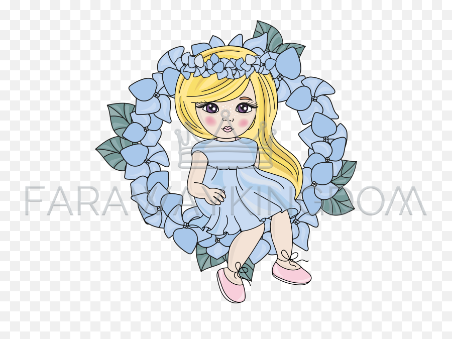 Vector Wreath Png - Blue Wreath Spring Girl Season Holiday Fictional Character,Holiday Wreath Png