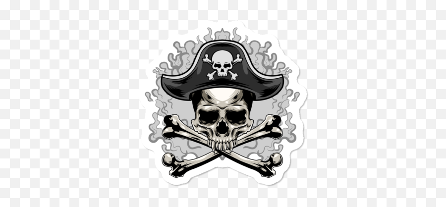 New White Pirate Stickers Design By Humans - Scary Png,Monster Hunter World Skull Icon