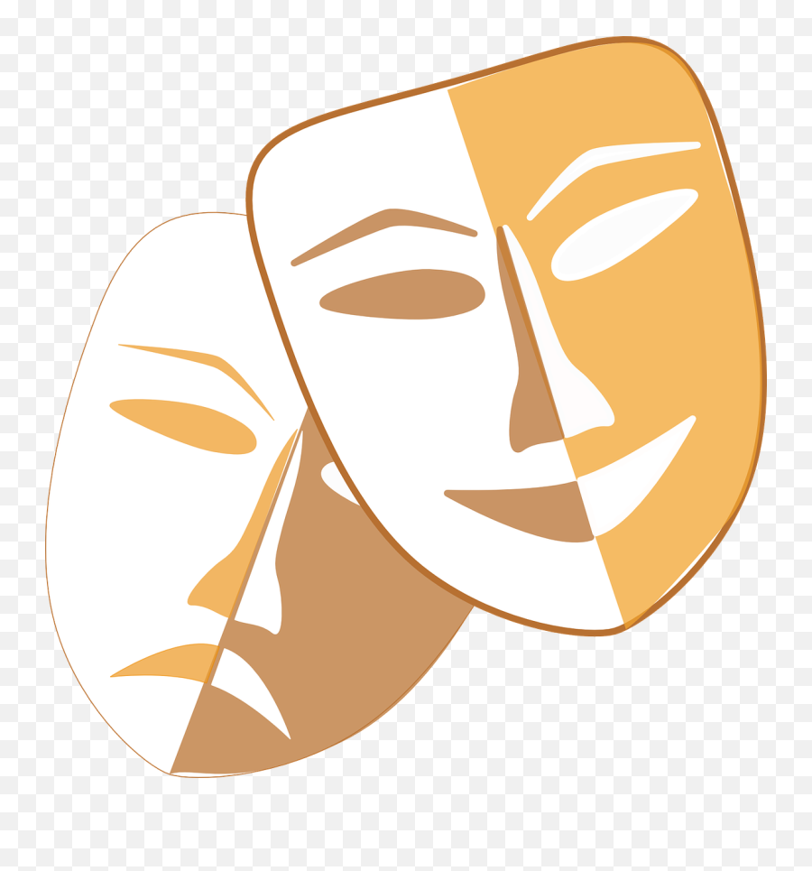 Theatre Masks Clip Art - Drama Mask Clipart Png,Theater Masks Png