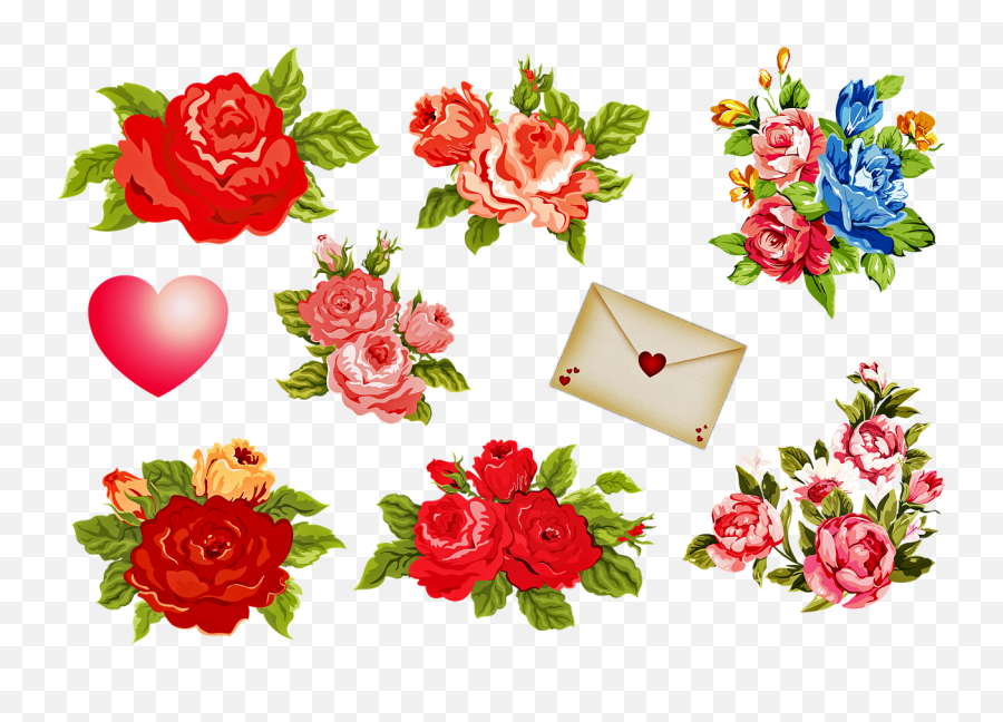 Vintage Flowers Valentines Day Png