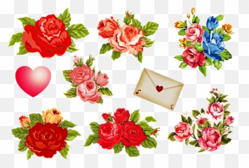 Vintage Flowers Valentines Day Png
