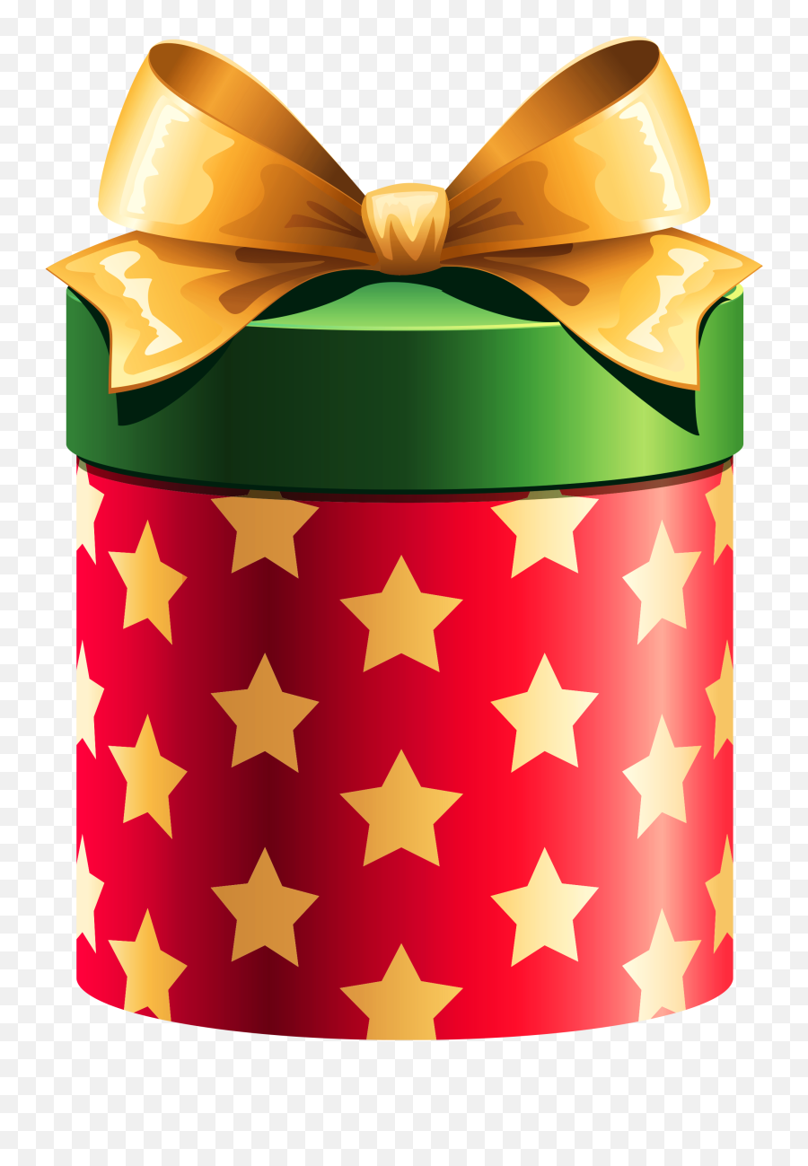Christmas Present Png - Round Red Gift Box With Gold Stars Christmas Gift Image Clipart,American Flag Circle Png