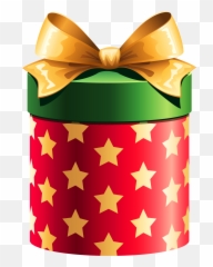 Christmas Present Png - Round Red Gift Box With Gold Stars Christmas Gift Image Clipart,American Flag Circle Png