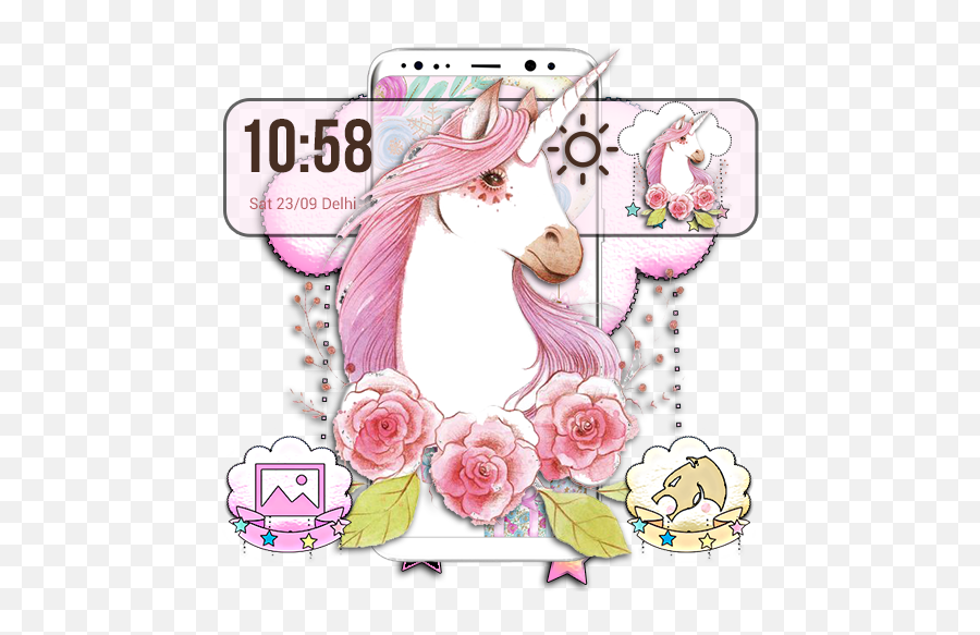 Pink Cute Lovely Unicorn Theme - Apps On Google Play Pink And White Unicorn Png,Pretty Unicorn Icon