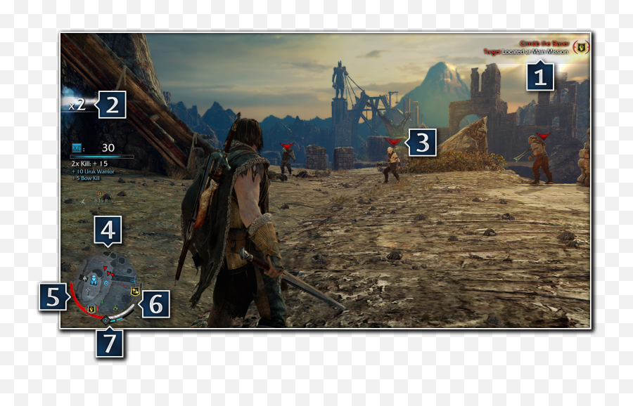 Shadow Of - Shadow Of Mordor Hud Explained Png,Shadow Of Mordor Skull Icon