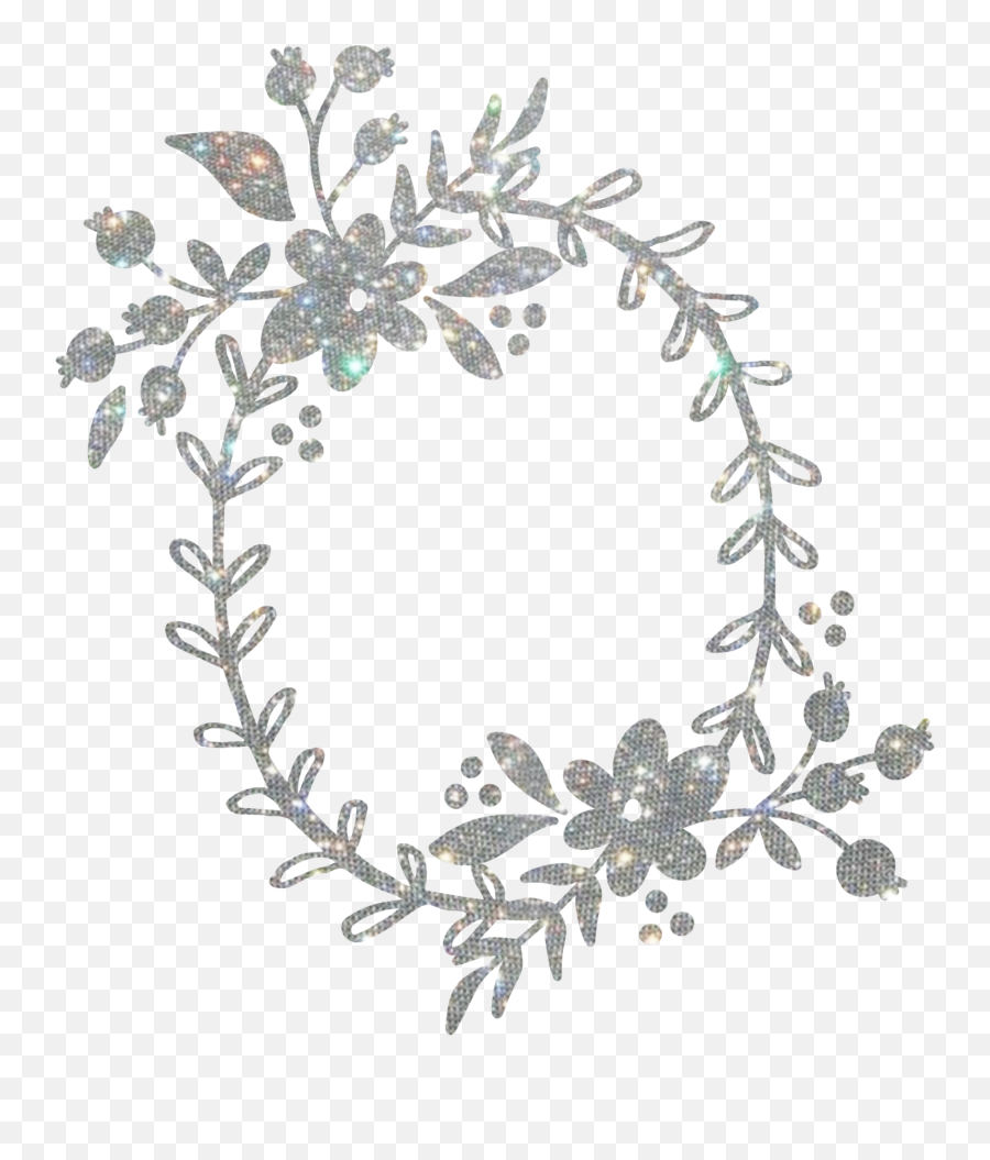 Wreath Floral Flowers Silver Glitter Laurel Leaves Spar - Floral Design Png,Laurel Leaves Png