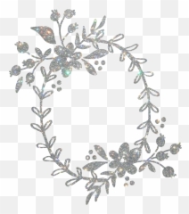 Wreath Floral Flowers Silver Glitter Laurel Leaves Spar - Floral Design png