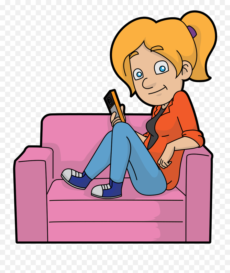 Filehappy Relaxed Cartoon Woman Using Her Phonesvg - Cartoon Png,Cartoon Woman Png