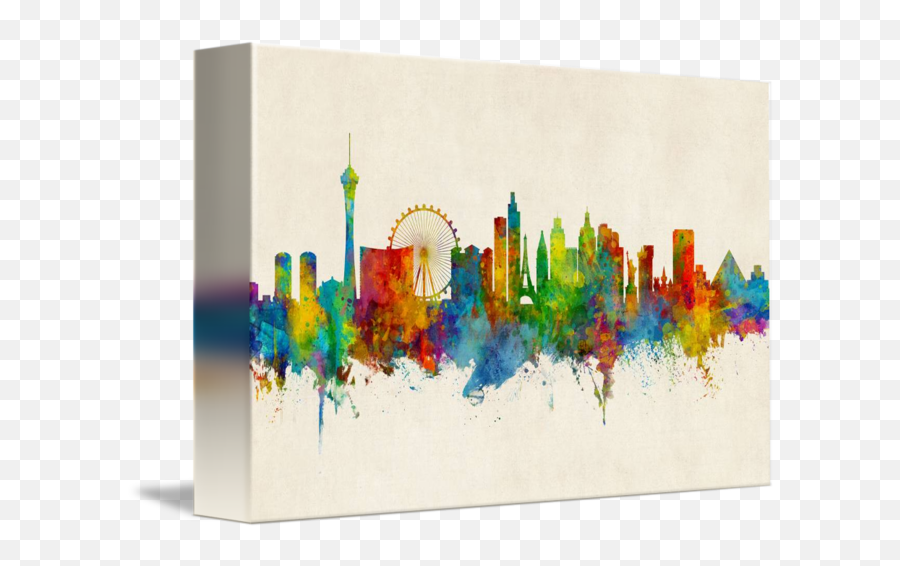 Las Vegas Nevada Skyline By Michael Tompsett - Vegas Skyline Art Png,Las Vegas Skyline Png