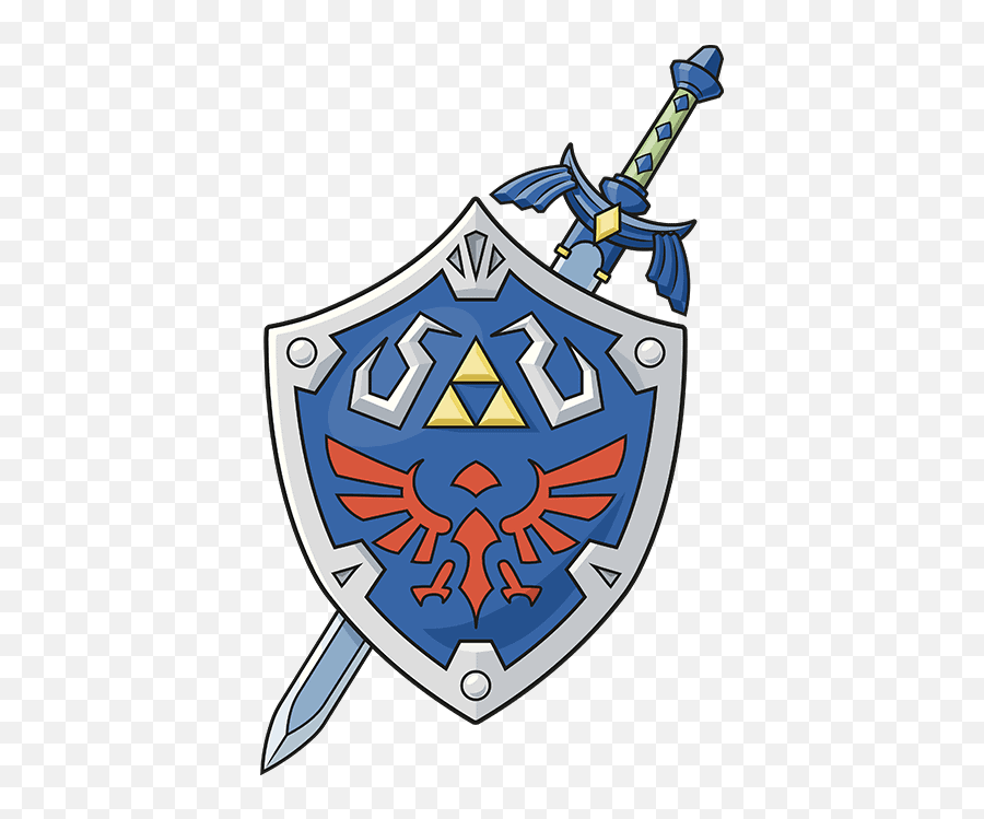 How To Draw The Master Sword And Hylian Shield From - Hylian Shield Drawings Png,Master Sword Transparent