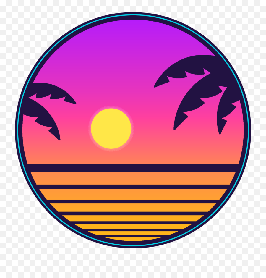 Retro Sunset With Palm Trees Sticker - Sunset Palm Trees Icon Png,Palm Tree Icon