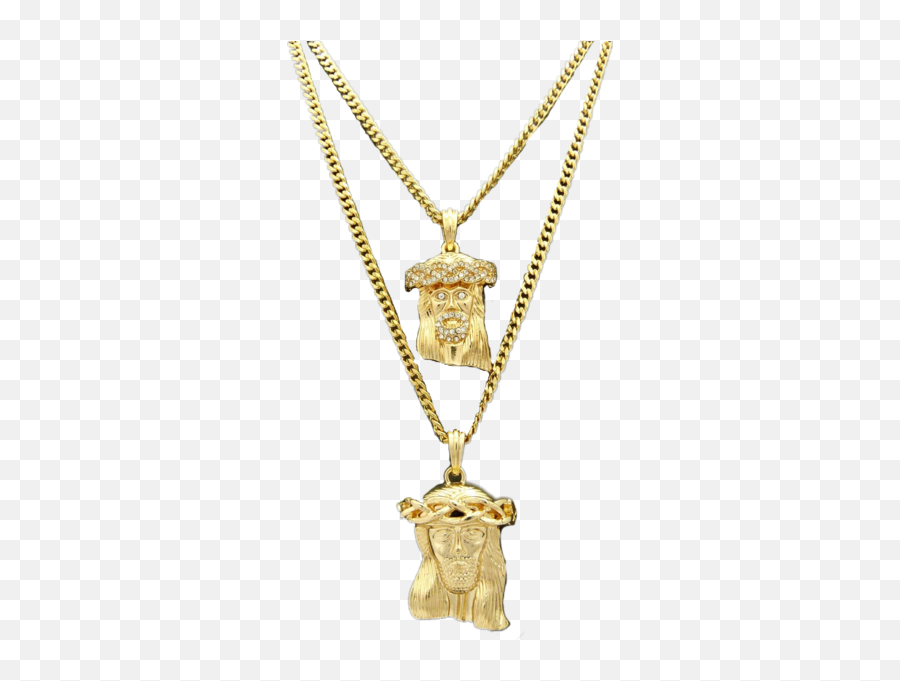 2 Gold Jesus Pendants Png Official Psds - Gold Jesus Chain Png,Gold Necklace Png
