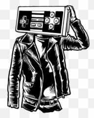 Nes Controller Head Surreal T - Shirt Black And White Retro Gaming png