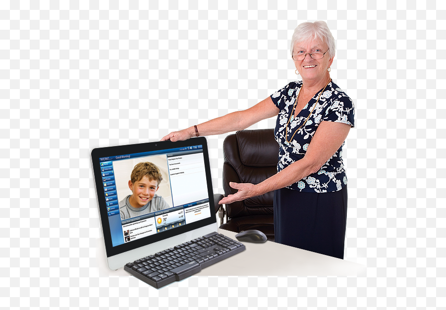 Old Lady - Computer Full Size Png Download Seekpng Desktop Wow Computer,Old Computer Png
