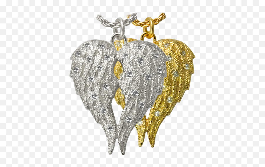 Angel Wings Pendant For Rememberance Of Two Individuals By Kindred 16500 Spirit Pieces - Angel Wings Cremation Necklace Png,Gold Wings Png