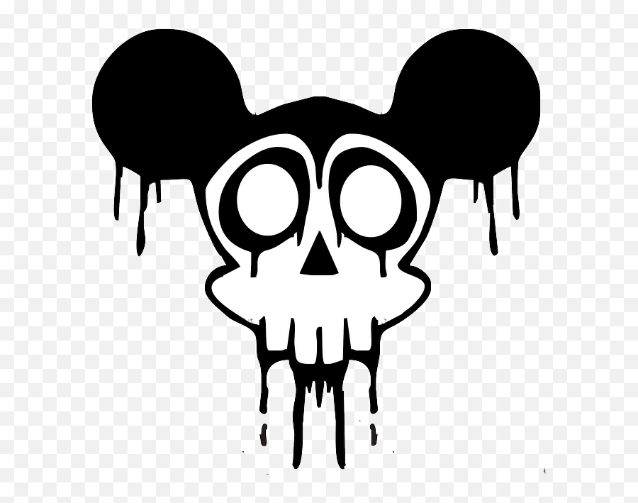 Download Black Drawing Silhouette - Cartoon Skull Mickey Mouse Png,Cartoon Skull Png