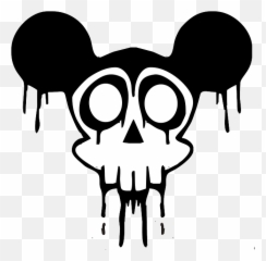 Download Black Drawing Silhouette - Cartoon Skull Mickey Mouse png