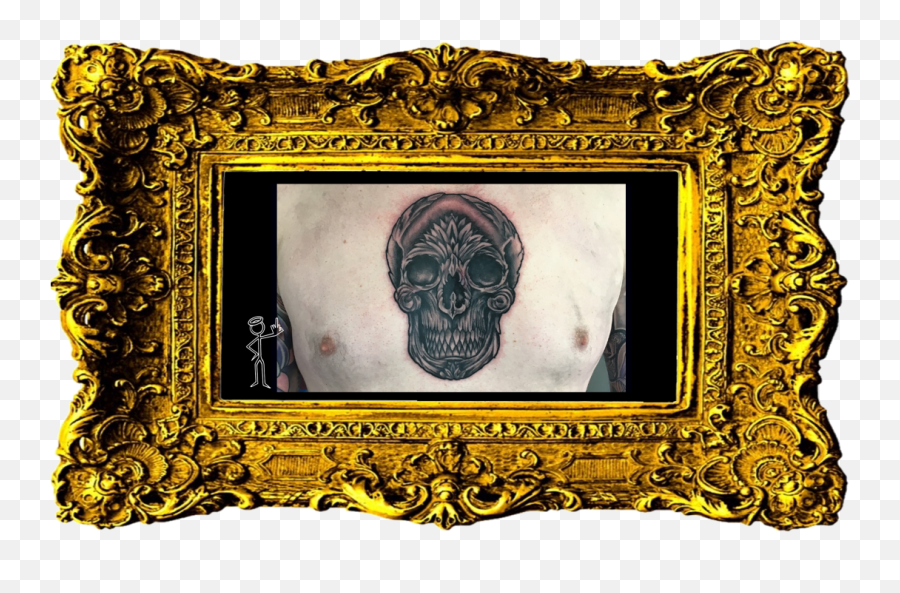 Download Skull Chest Tattoo - Beautiful Love Photo Frame Png,Chest Tattoo Png