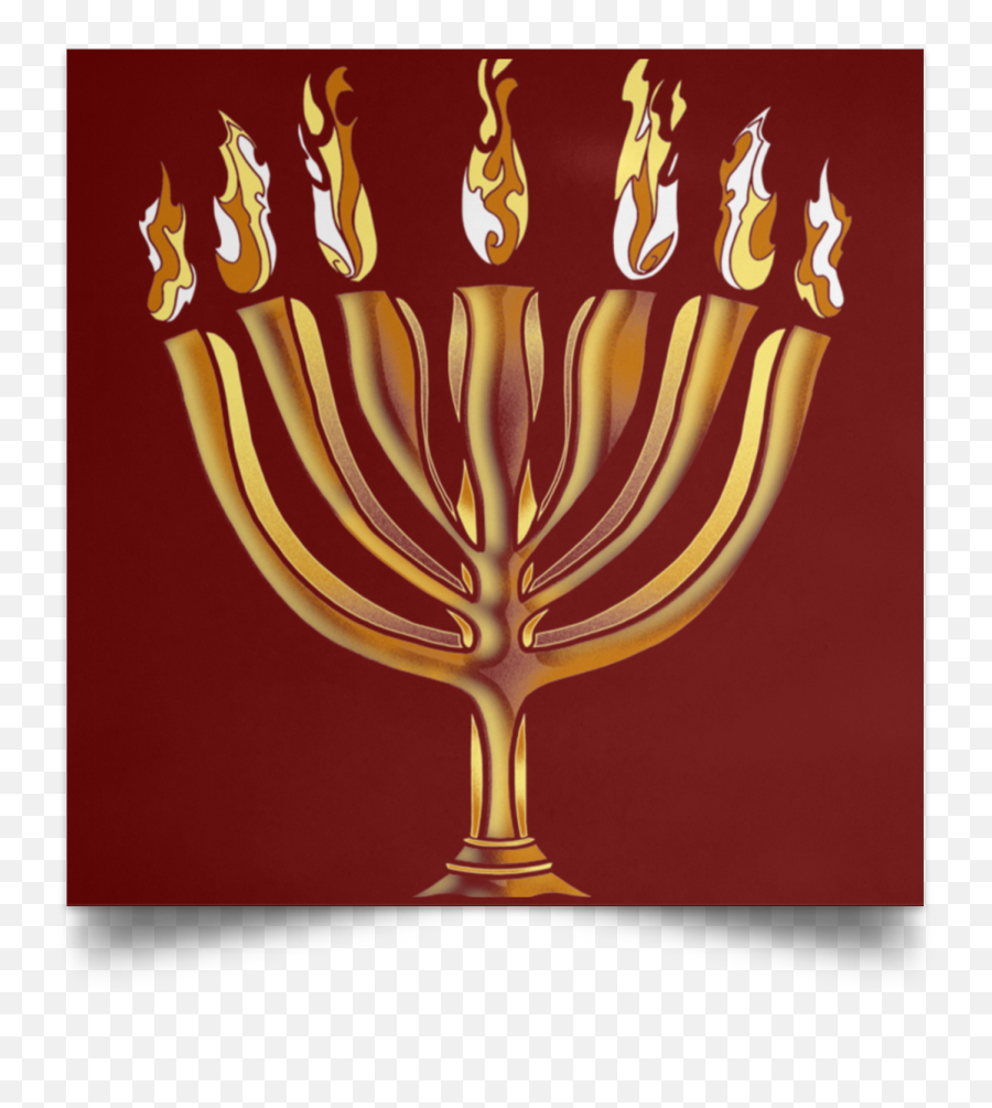 Menorah Satin Lasting Square Poster - Hanukkah Png,Menorah Png