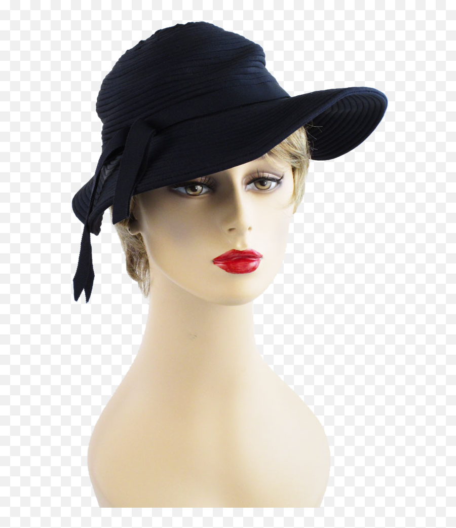 Vintage 1930s - 1940s Hat Navy Blue Wavy Wide Brim By De Costume Hat Png,Fancy Hat Png