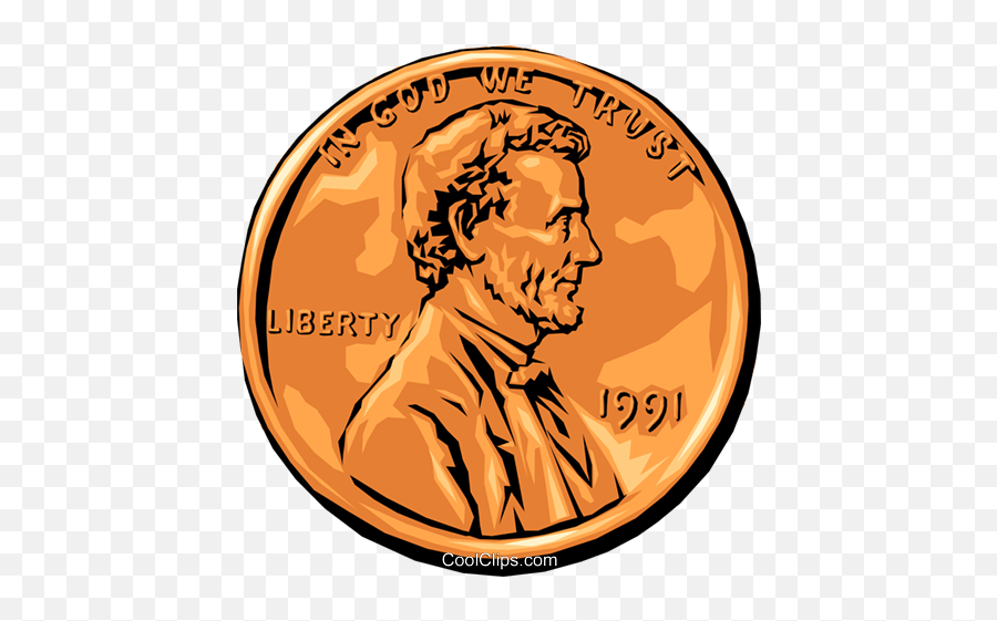 Lincoln Penny Royalty Free Vector Clip Art Illustration - Coin Clipart Png,Pennies Png