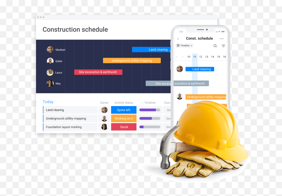 Construction Management Software - Mondaycom Technology Applications Png,Construction Helmet Png