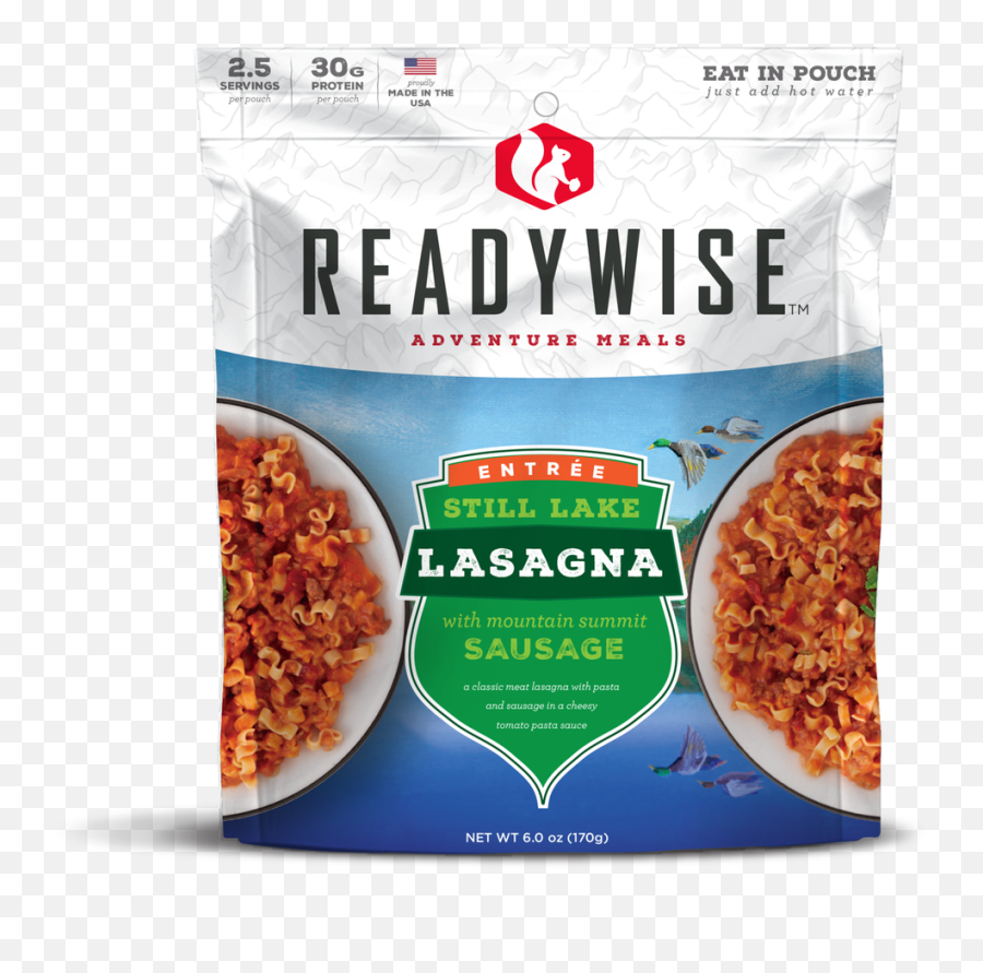 Wise Still Lake Lasagna With Sausage 2 Serving Outdoor Pouch - Cheesy Lasagna Ready Wise Png,Lasagna Transparent