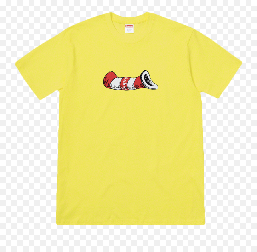 Supreme Cat In The Hat Tee Yellow - Lemon Yellow T Shirt Png,Supreme Shirt Png