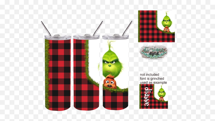 Grinch Buffalo Plaid Bundle Digital Image For Skinny - Glitter Watermelon Ciroc Bottle Png,Grinch Icon